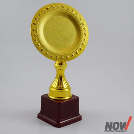 Wood Base and Metal Round Plate Shaped Trophy - APT 001