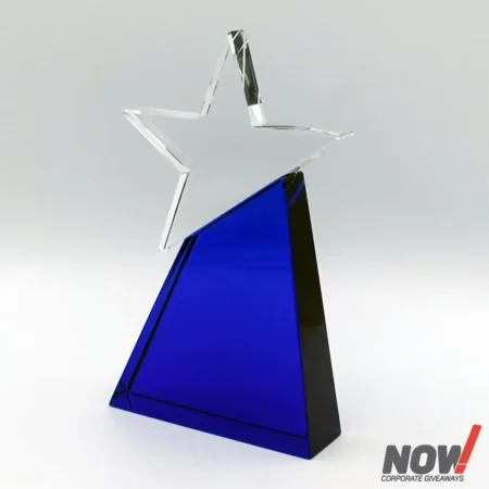 Star Shaped Blue Crystal Glass Award Shield - AGT 166
