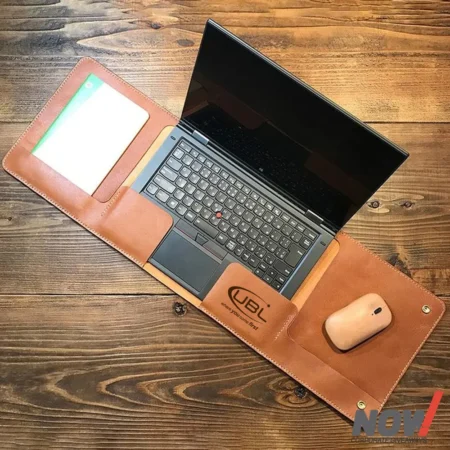 2 in 1 Genuine Leather Laptop Sleeve and Desk Mat