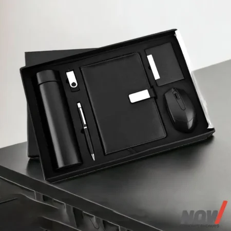 Custom Branded Gift Box with Branded Box A5 Notebook Flask Bottle Bluetooth Mouse Metal Card Holder Metal Ballpoint & USB Flash Drive - C17