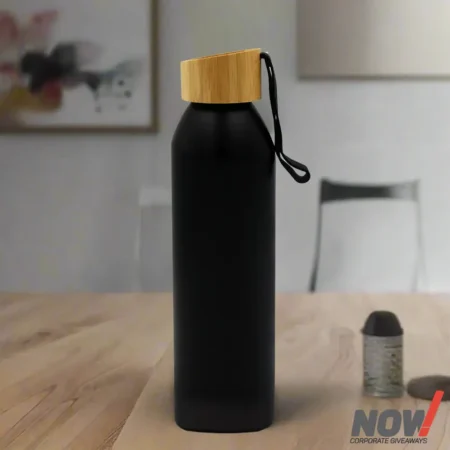 Aluminum Water Bottle Flask with Wood Cap - UN 351
