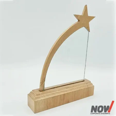 Crystal Glass Shield with Wooden Flying Star - AGT 128