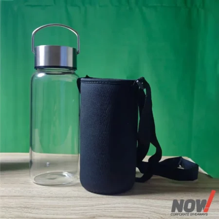 Glass Water Bottle with Cover and Metal Cap - SB 02