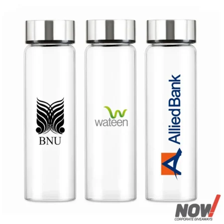 Glass Water Bottle with Cover and Metal Cap - SB 01
