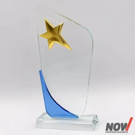 Clear Crystal Glass Award Gold Star - AGT 141