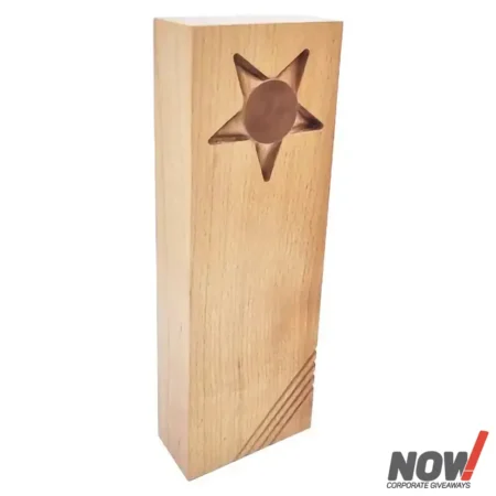Star Engraved Wood Shield - AGT 127