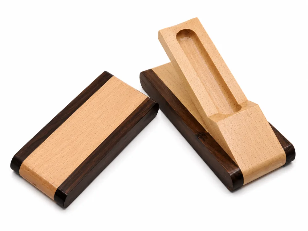 Folding wooden pen box