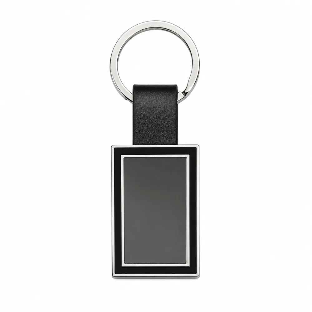 Leather keychain with logo branding
