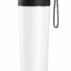 White stainless steel tumbler with black lid